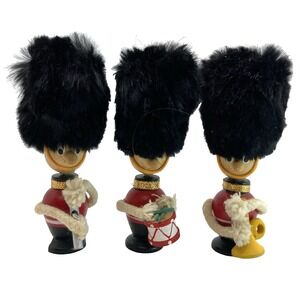 3 MCM Vtg Fur Queen's Guard Marching Band Instrument Christmas Ornaments Japan